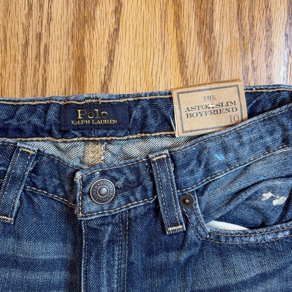Polo Ralph Lauren Astor Slim Boyfriend Jeans Boys Size 10 Paint Splatter NWT - Picture 4 of 10